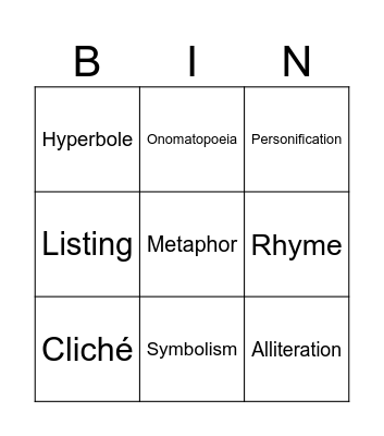 Language Features Bingo Card