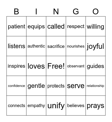 Shepherding Bingo Card