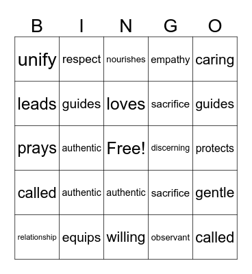Shepherding Bingo Card