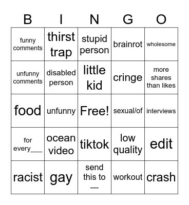 reels Bingo Card