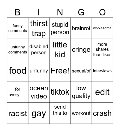 reels Bingo Card