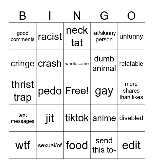 reels Bingo Card