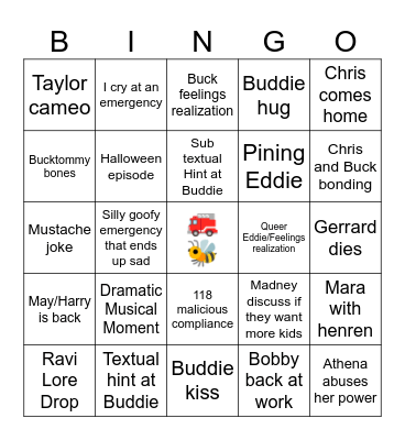 911 S8 Bingo Card