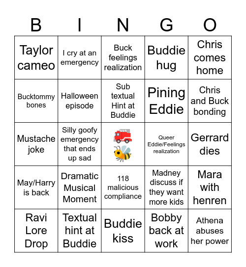 911 S8 Bingo Card