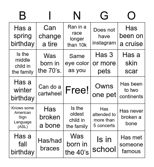 Untitled Bingo Card