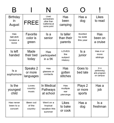 ASB 2024- GET TO KNOW YOU BINGO Card