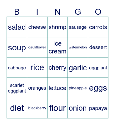 FOOD FOOD FOOD FOOD FOOD FOOD FOOD Bingo Card