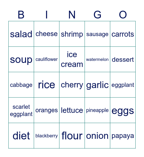 FOOD FOOD FOOD FOOD FOOD FOOD FOOD Bingo Card