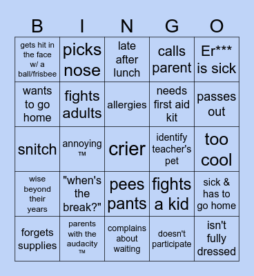 annoying swampy children IT Bingo Card