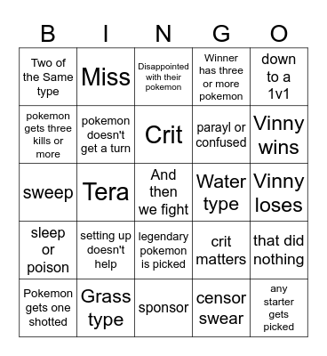 Pokemon Bingo Card