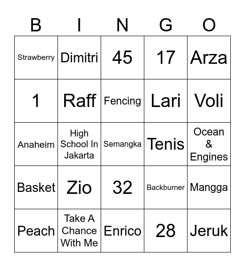 Semangat Bingo Card