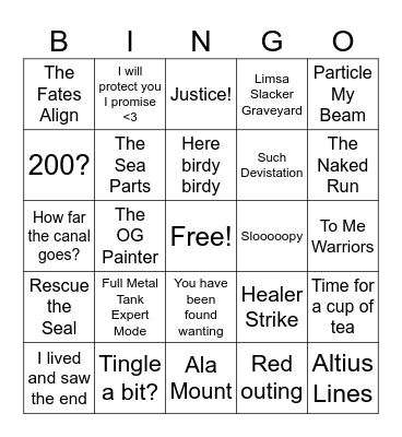 Starlight Bingo Card