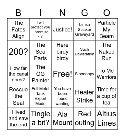 Starlight Bingo Card