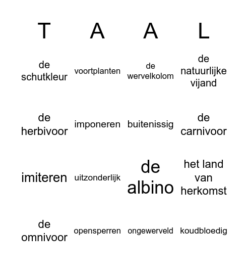 Bingo Buitenissig Bingo Card