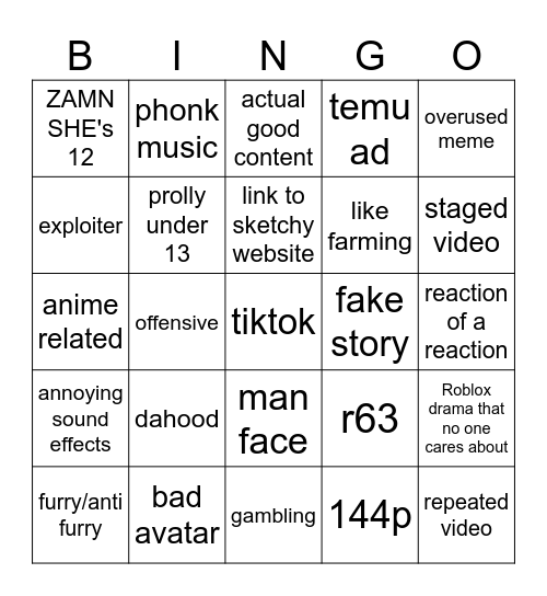 Untitled Bingo Card