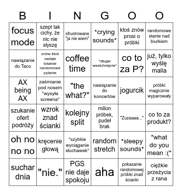 Agata core Bingo Card