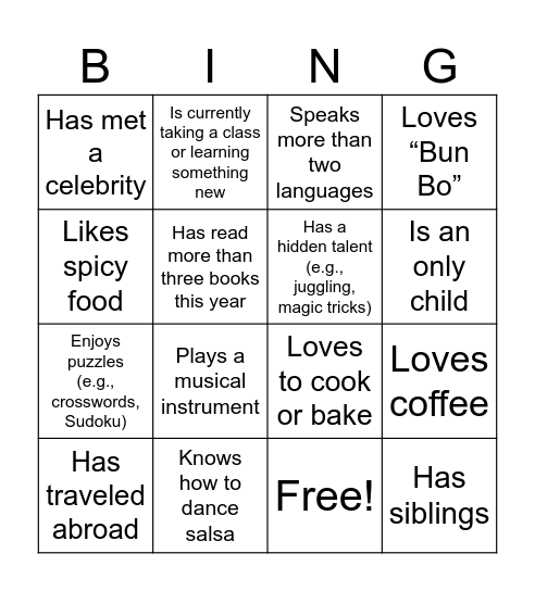 Untitled Bingo Card