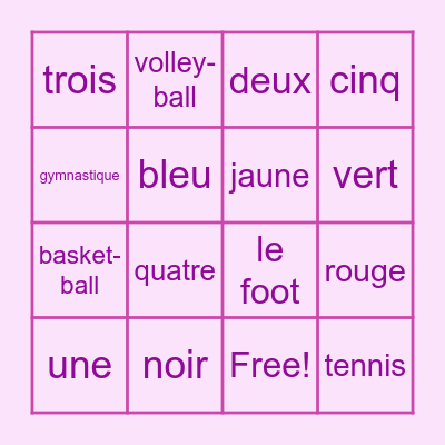 BINGO but french! Bingo Card