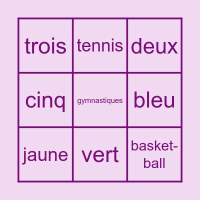 BINGO but french! Bingo Card