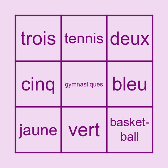 BINGO but french! Bingo Card