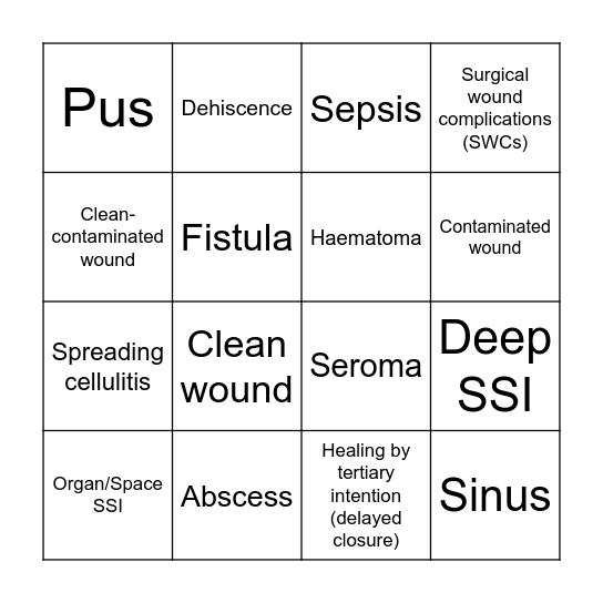 Definitions Bingo Card