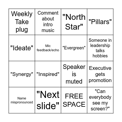 Global Marketing Awards Bingo Card
