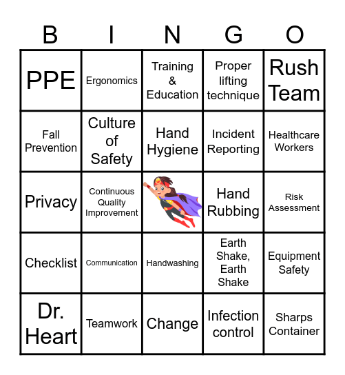 Safety Savvy Superhero Bingo Card