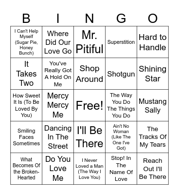 MoTown Bingo Card