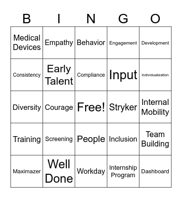TA Team Bingo Card