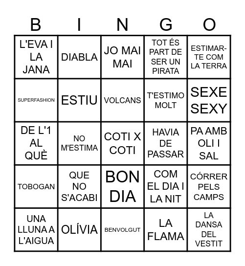 BINGO MUSICAL Camp de Treball Vilaplana 2024 Bingo Card