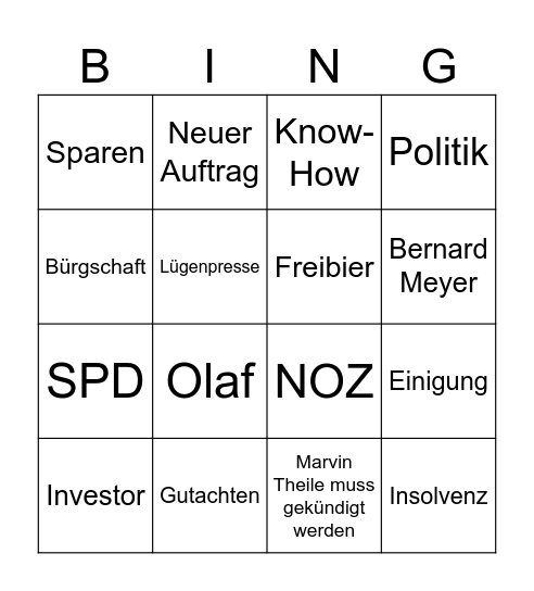 BV MW Bingo Card