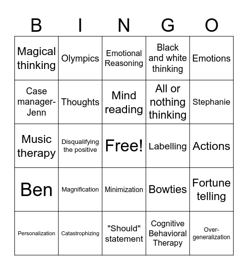 CBT Bingo Card