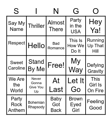 Singo Bingo Card