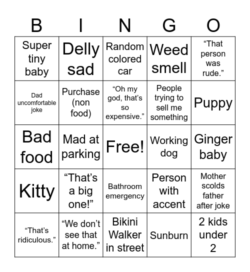 7/30/24 Bingo Card