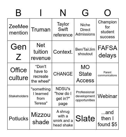 Matt Magruder BINGO! Bingo Card