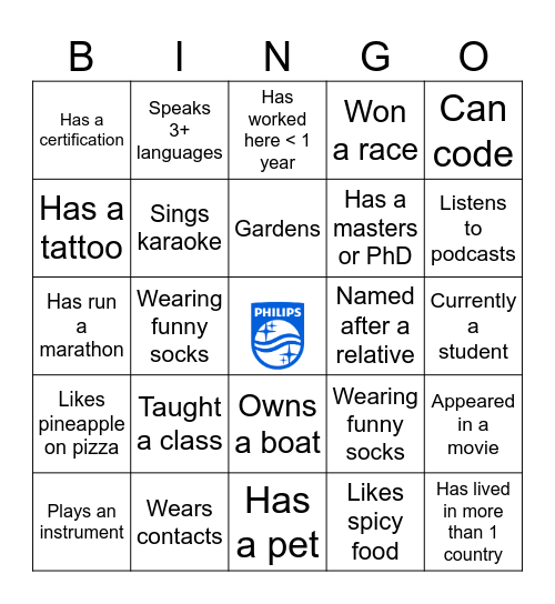 Icebreaker Bingo Card