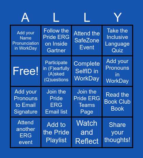 Allyship Week Bingo Card