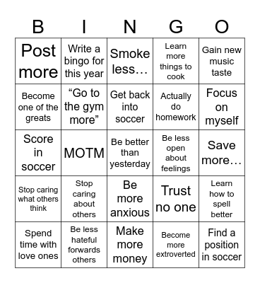 This year Bingo Card