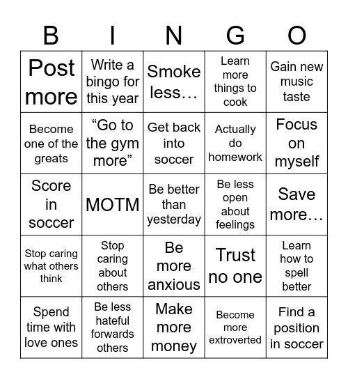 This year Bingo Card