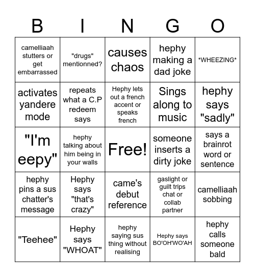 Hephy & Camelliaah's BINGO Card