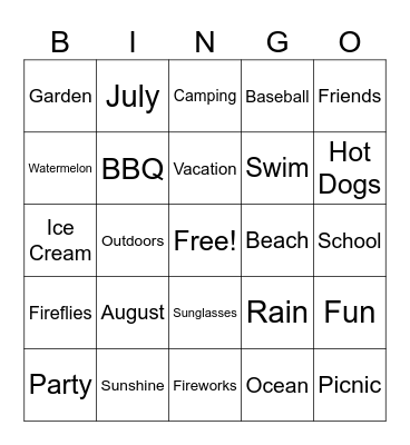 Summer Bingo Card