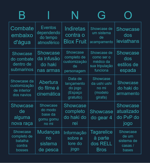 Filme 2 do RELL Seas Bingo Card