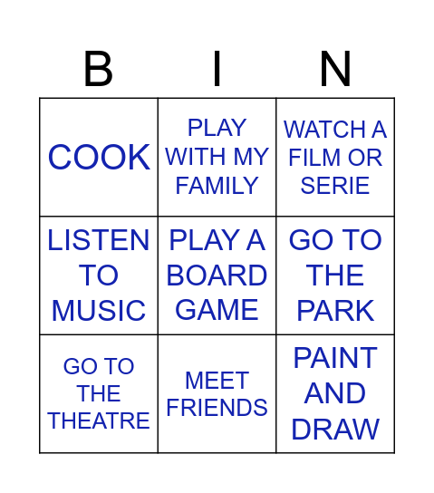 Winter holiday bingo Card