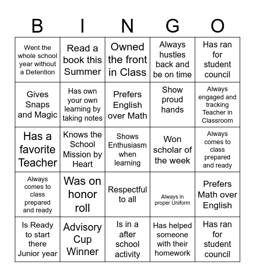 ASA Bingo Card