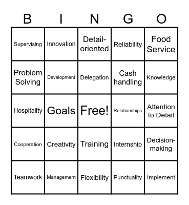 Resume Keywords BINGO Card