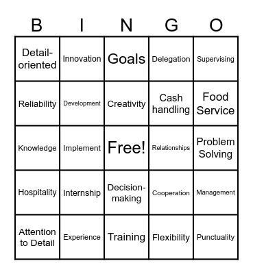 Resume Keywords BINGO Card