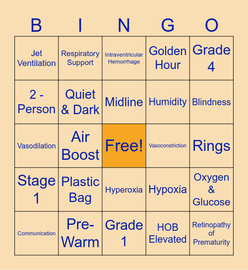 Golden Hour Bingo Card