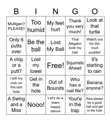 GOLF HOLIDAY PARTY... Bingo Card