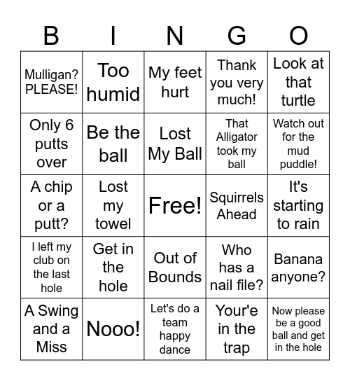 GOLF HOLIDAY PARTY... Bingo Card