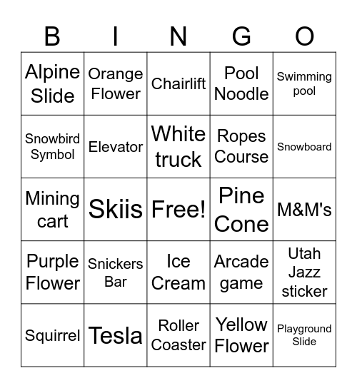 Snowbird Bingo Card